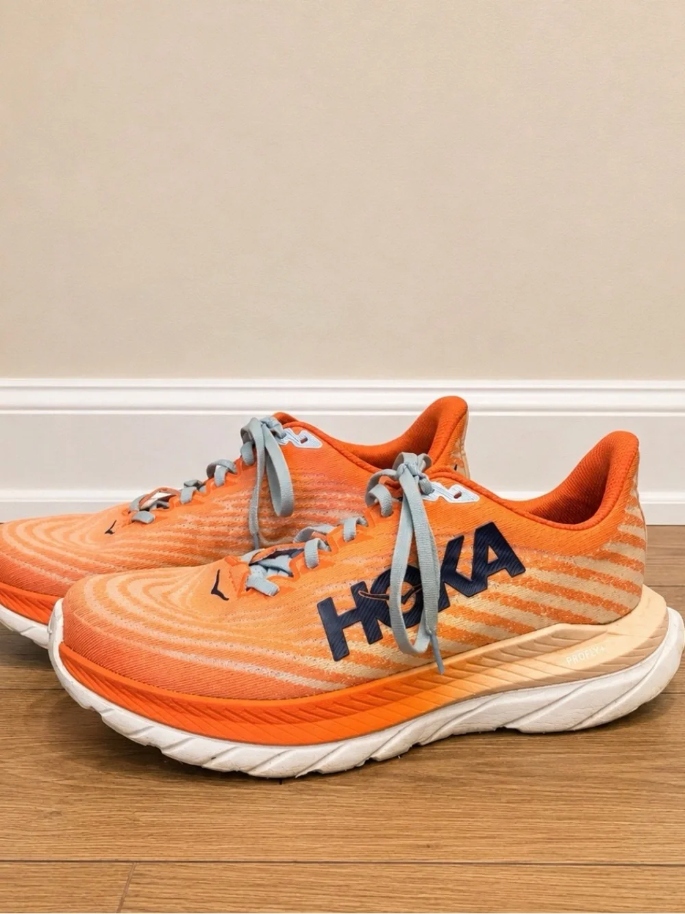HOKA Mach 5 Size 9B Running Shoes Orange Athletic Sneakers